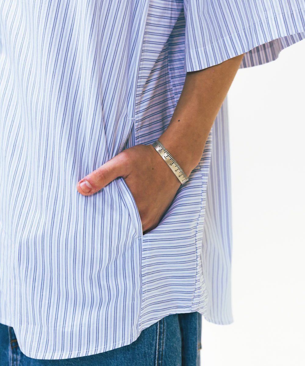 條紋拉鍊襯衫 Striped Zip up Half Shirt