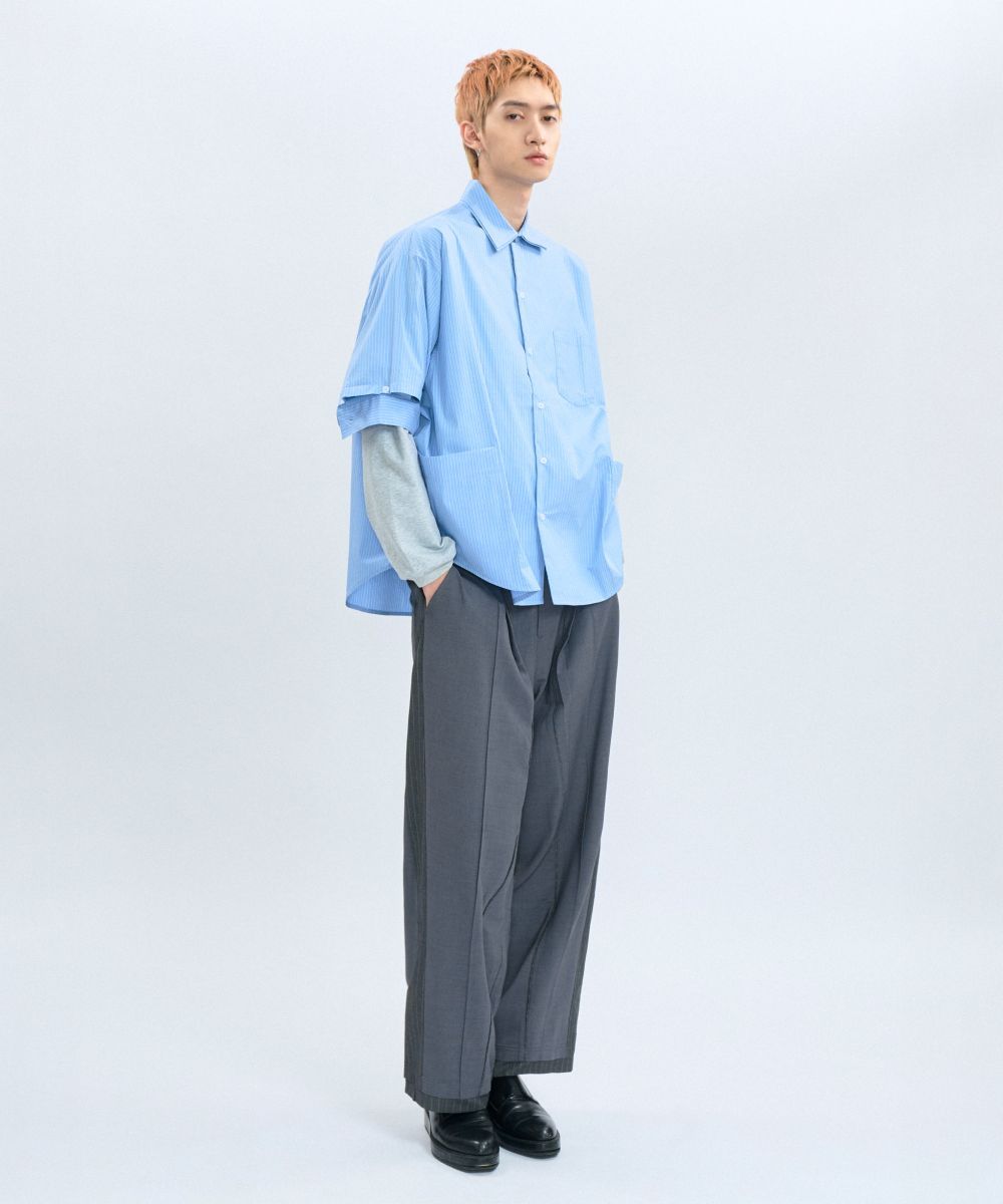 “DND” Oversized Pocket Shirt 電繡條紋襯衫