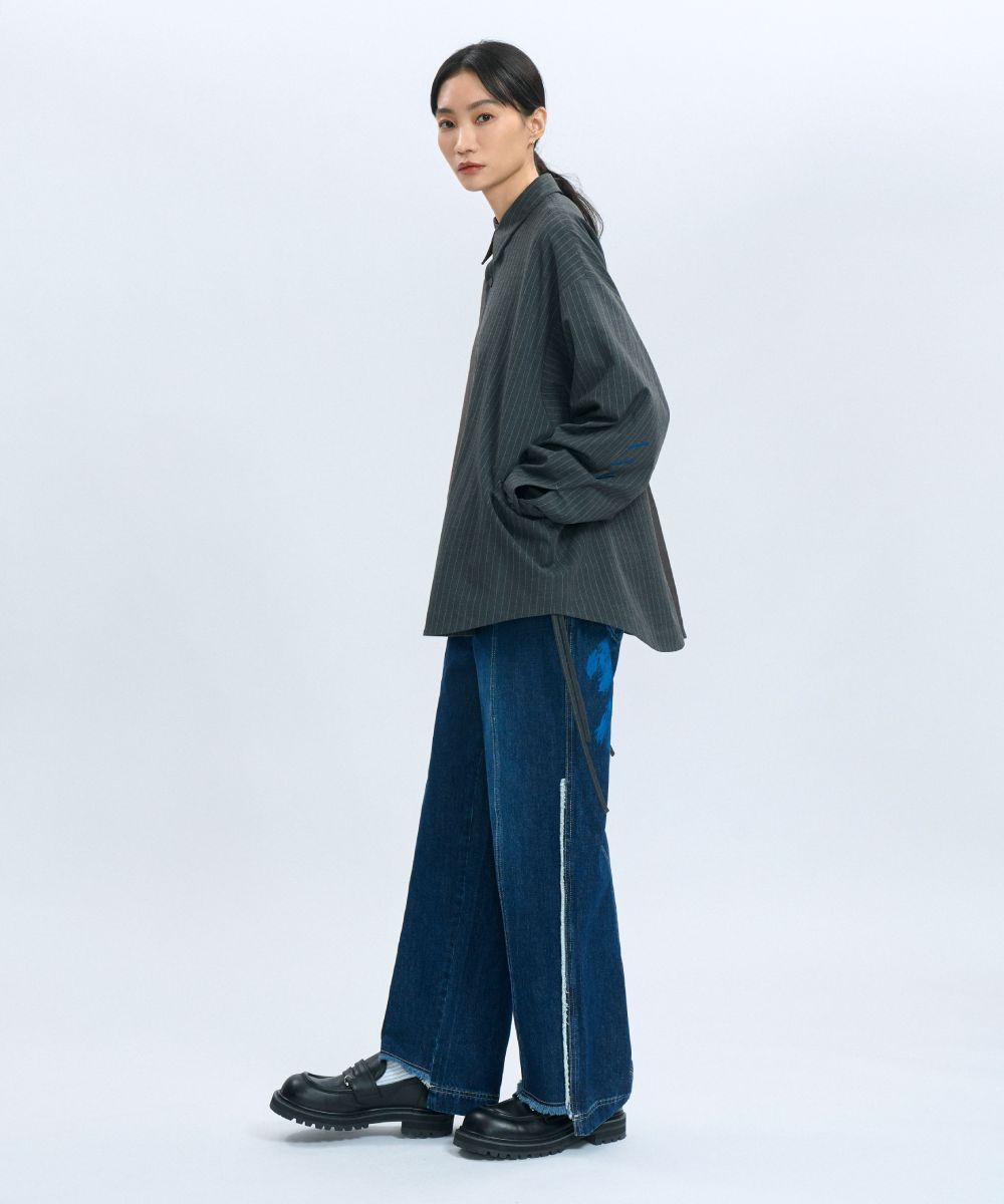 “Half Day” Pinstripe Shirt 西料條紋可拆襯衫