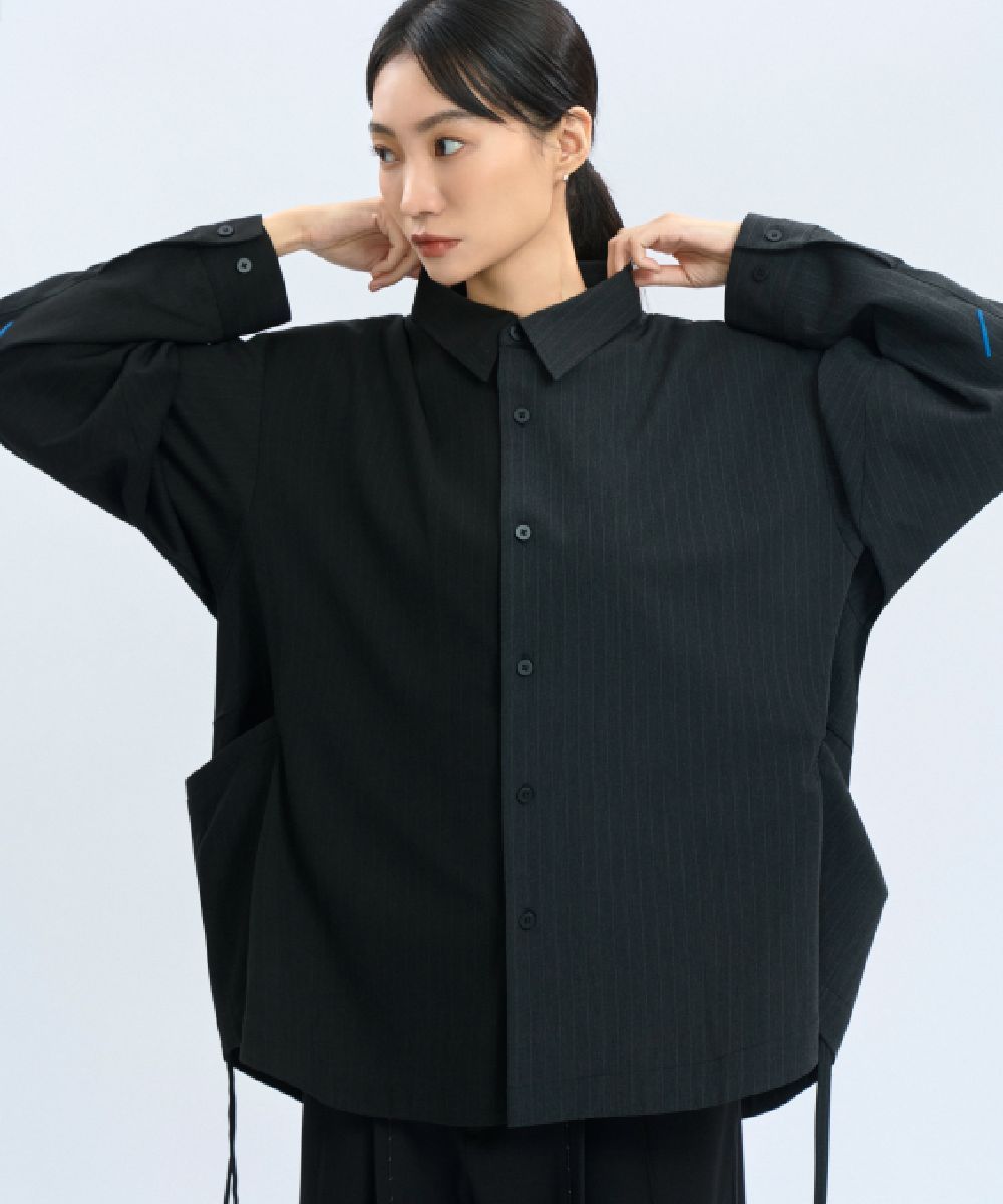 “Half Day” Pinstripe Shirt 西料條紋可拆襯衫