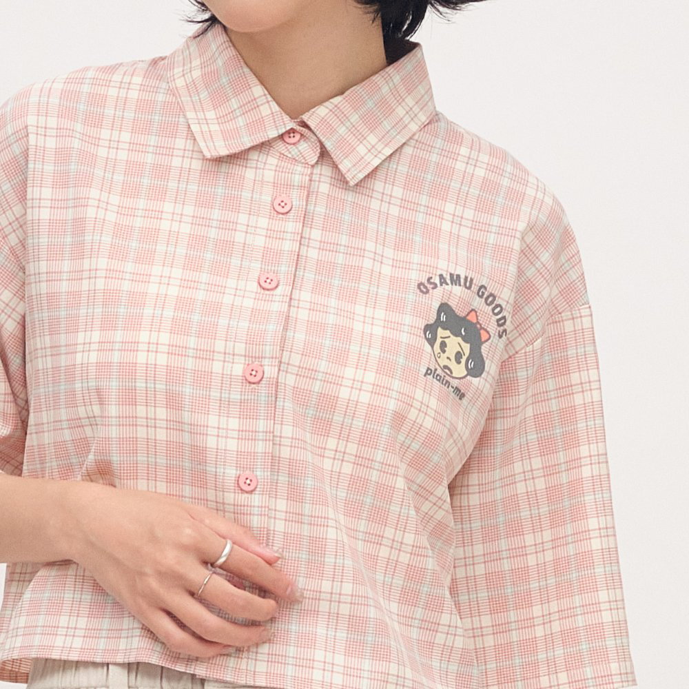 OSAMU GOODS 聯名格紋女裝短袖襯衫