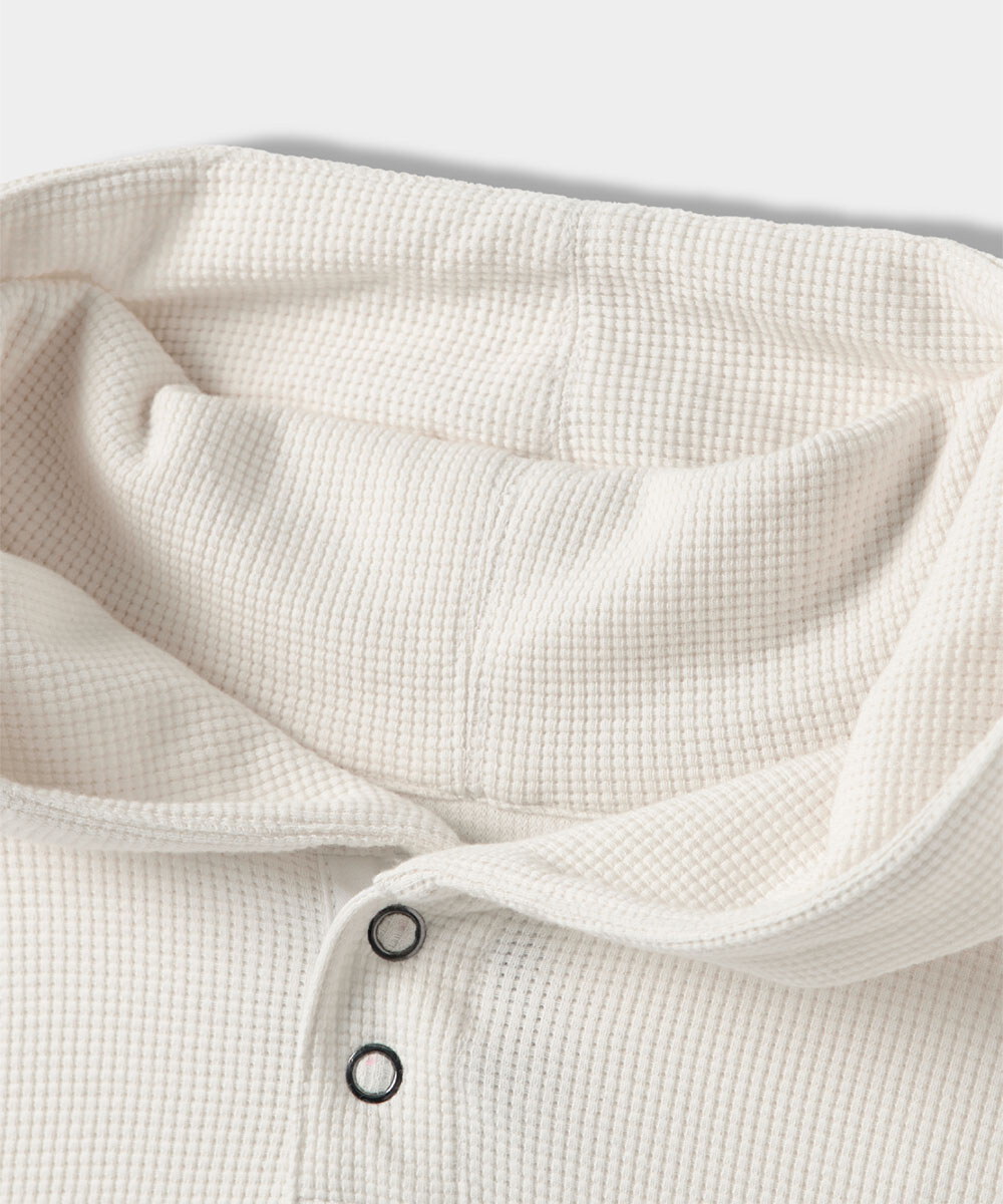 連帽亨利領上衣 WAFFLE HENLEY NECK HOODED T-SHIRT