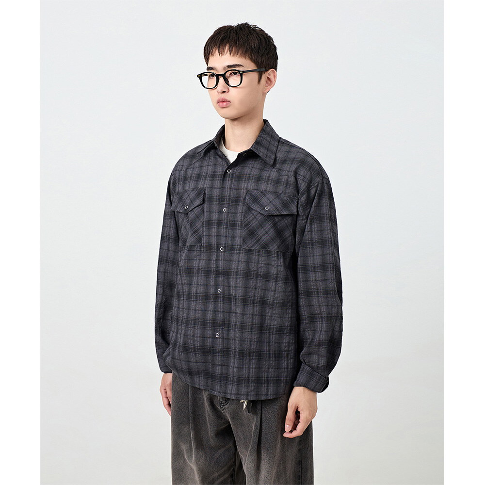 口袋格紋襯衫 ASI WRINKLE CHECK WESTERN SHIRT