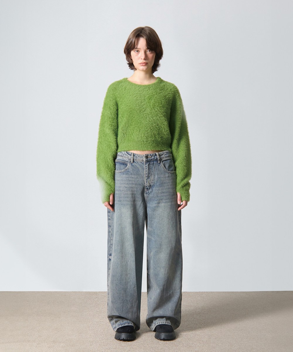 短版針織衫 ESSENTIAL CROP HAIRY ROUND KNIT