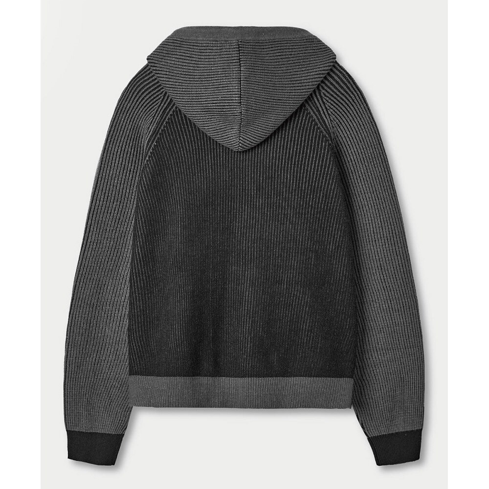 針織連帽外套 VLAD RIBBED TWO-TONE KNIT HOODED ZIP-UP