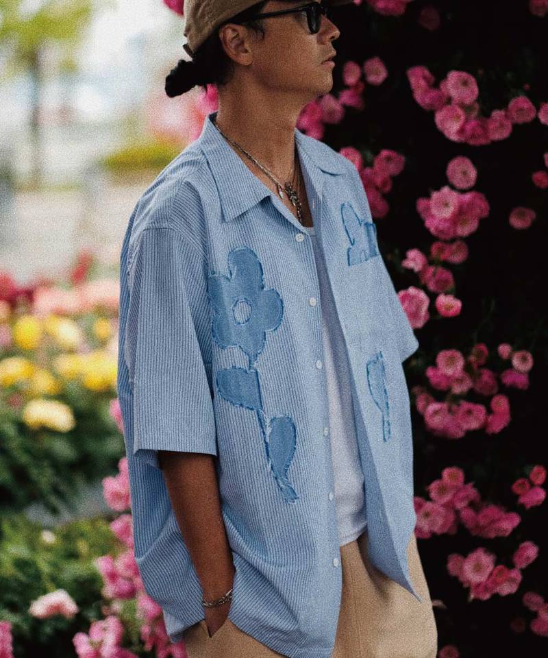 條紋開領襯衫 3S Flower Shirt