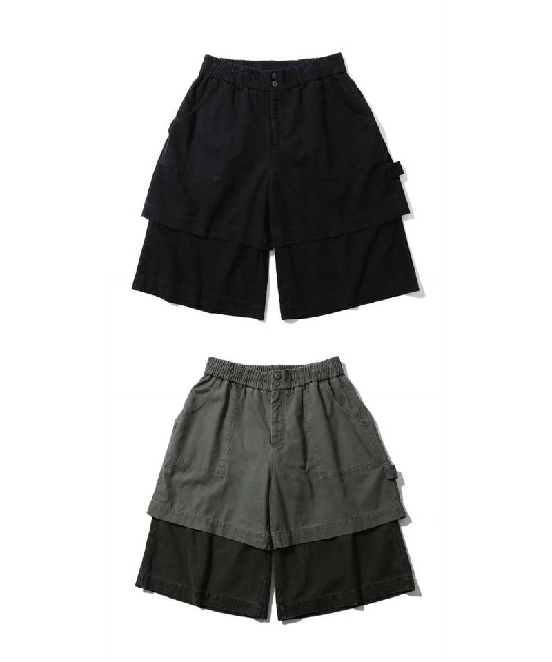 拼接工裝五分褲 Layered Half Fatigue Half Pants