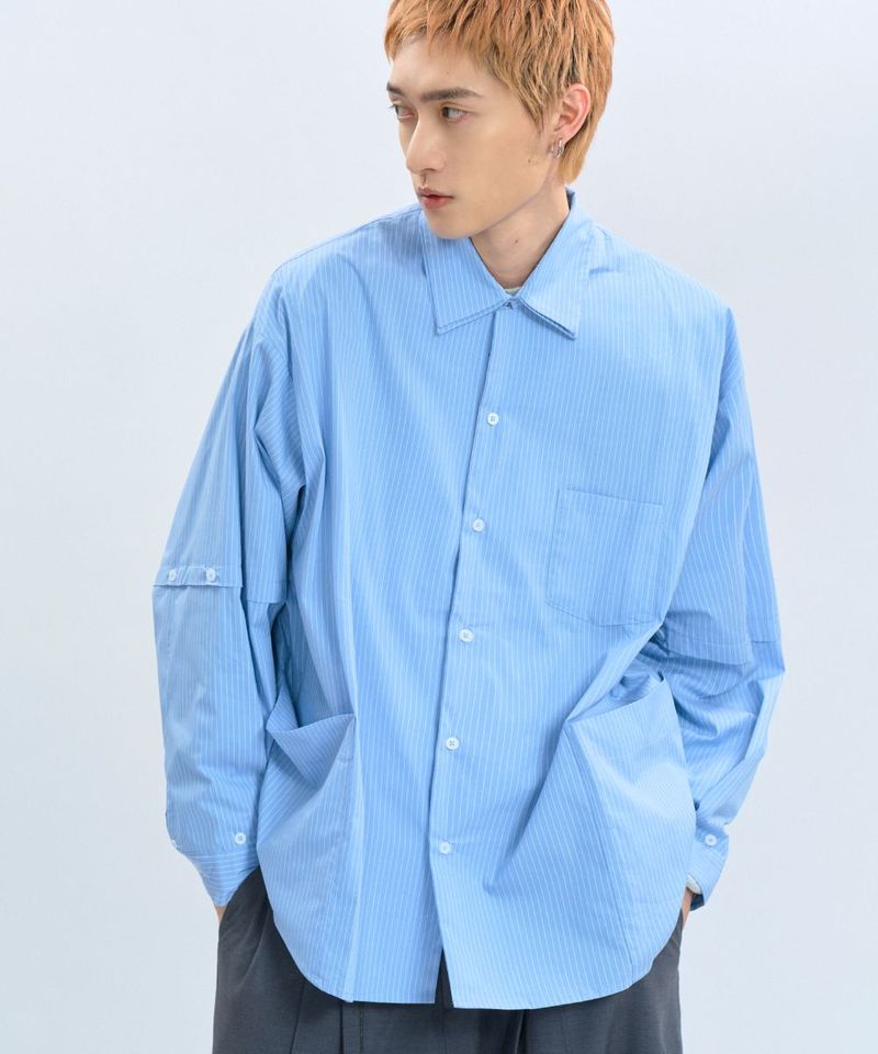 “DND” Oversized Pocket Shirt 電繡條紋襯衫