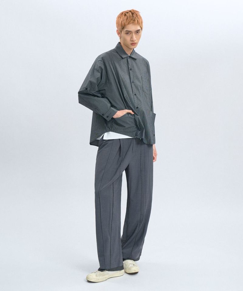 “DND” Oversized Pocket Shirt 電繡條紋襯衫