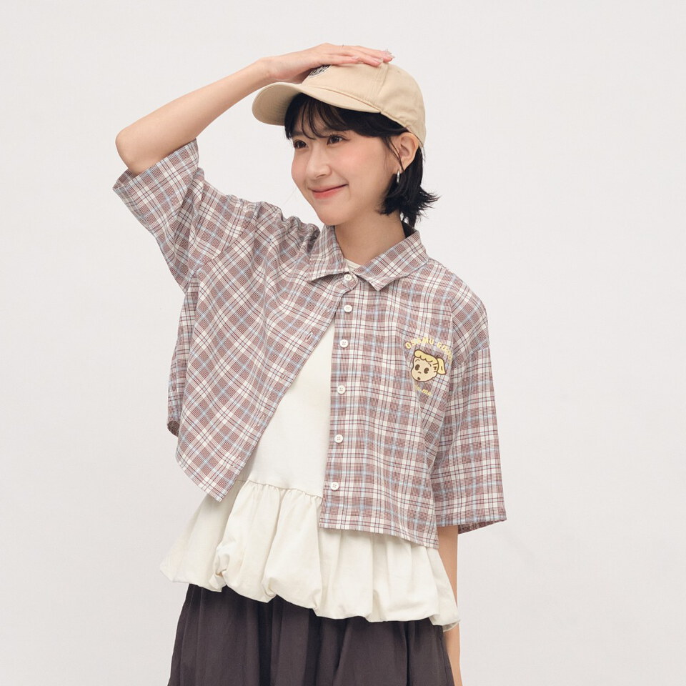OSAMU GOODS 聯名格紋女裝短袖襯衫