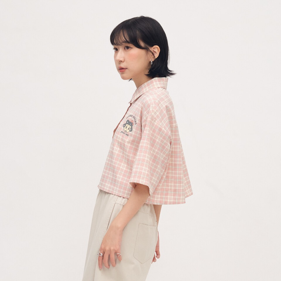 OSAMU GOODS 聯名格紋女裝短袖襯衫