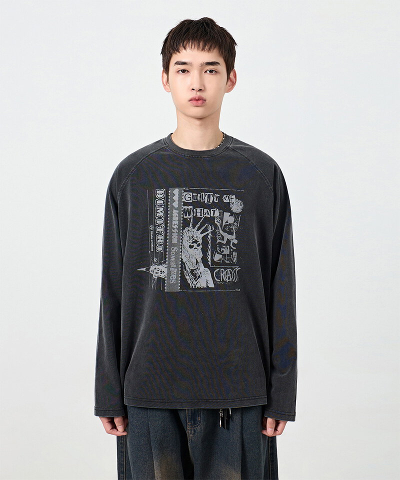 DMB0012-252 圖像上衣 RAGLAN COLOR BLOCK PIGMENT ARTWORK T-SHIRT