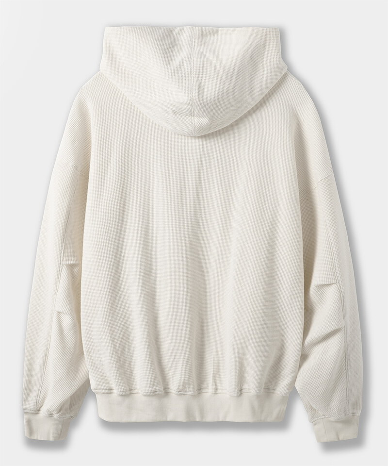 連帽亨利領上衣 WAFFLE HENLEY NECK HOODED T-SHIRT