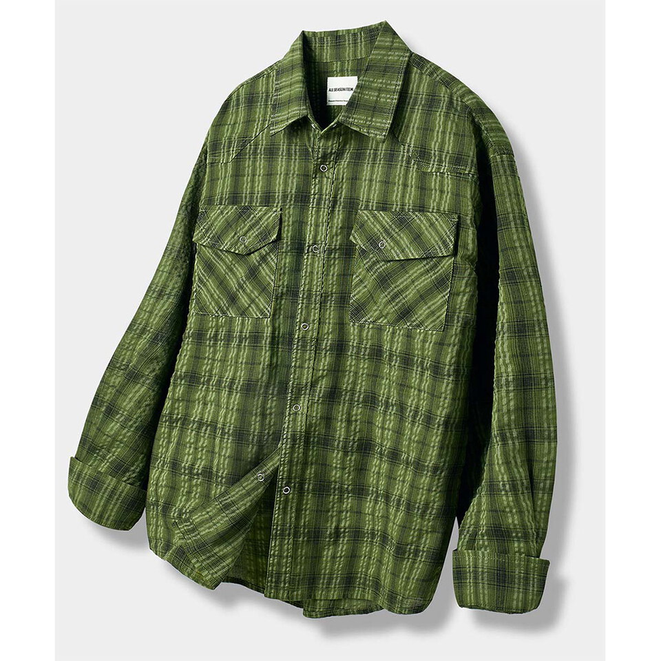 口袋格紋襯衫 ASI WRINKLE CHECK WESTERN SHIRT