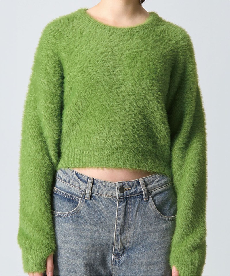 短版針織衫 ESSENTIAL CROP HAIRY ROUND KNIT