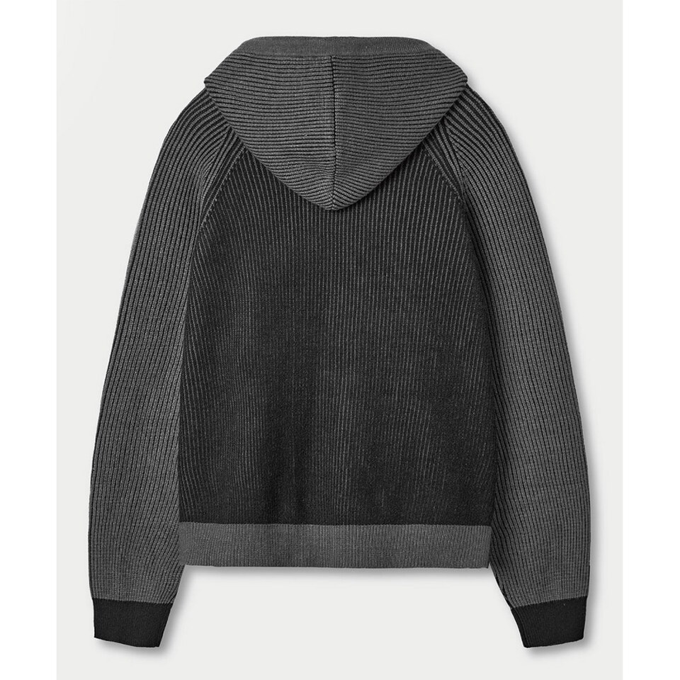 針織連帽外套 VLAD RIBBED TWO-TONE KNIT HOODED ZIP-UP