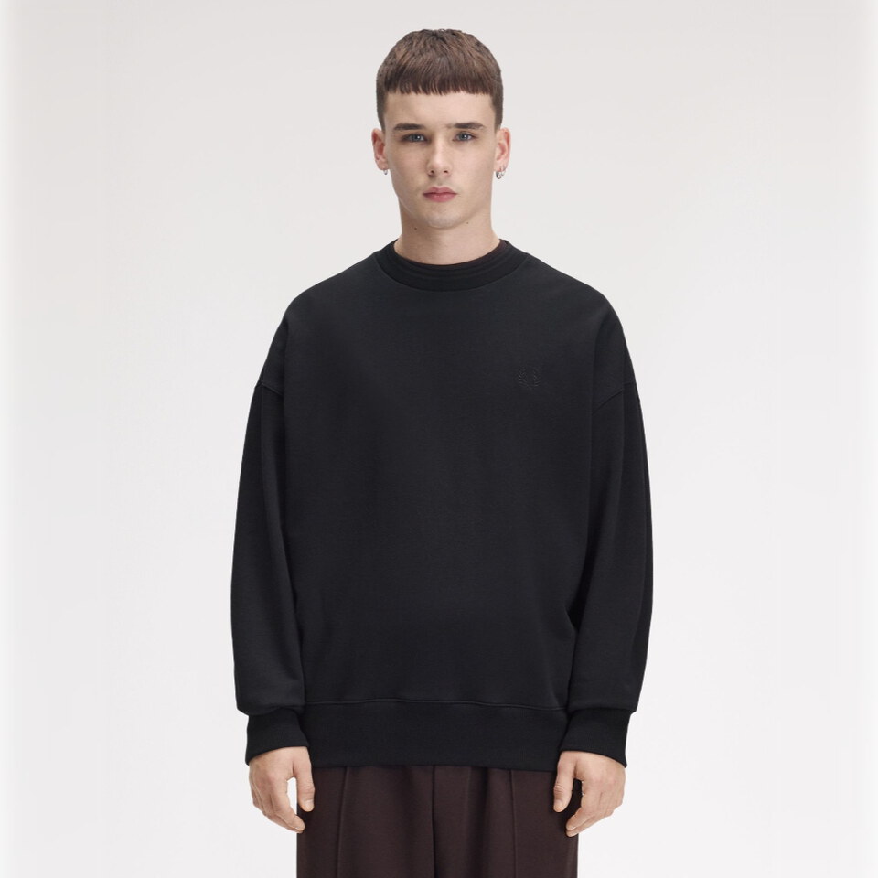 OVERSIZE 領口滾邊長袖大學T
