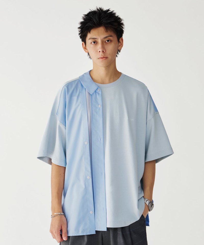 MSN0213-252 異材質拼接襯衫 Double Layer Shirt Tee