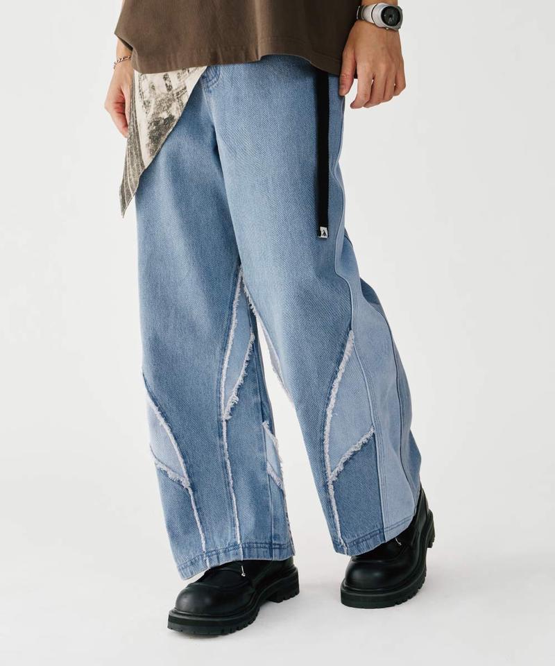 MSN1407-252 丹寧長褲 Frayed Panel Denim Jeans
