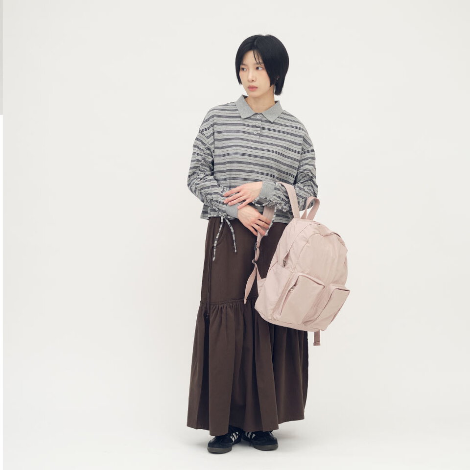 尼龍立體口袋雙肩包