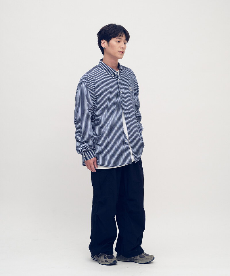 日常條紋長袖襯衫