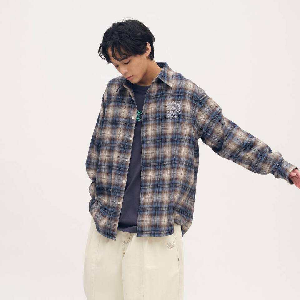 臘腸狗狗滑板格紋襯衫