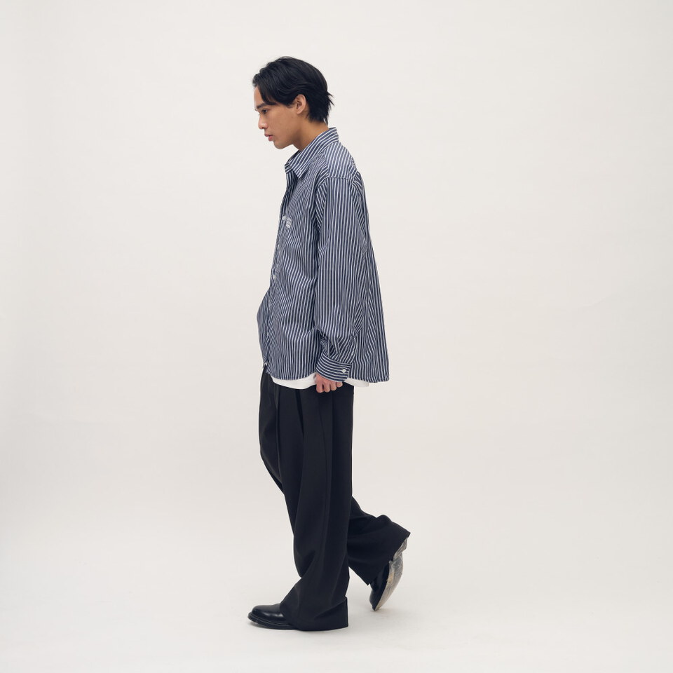 日常條紋長袖襯衫