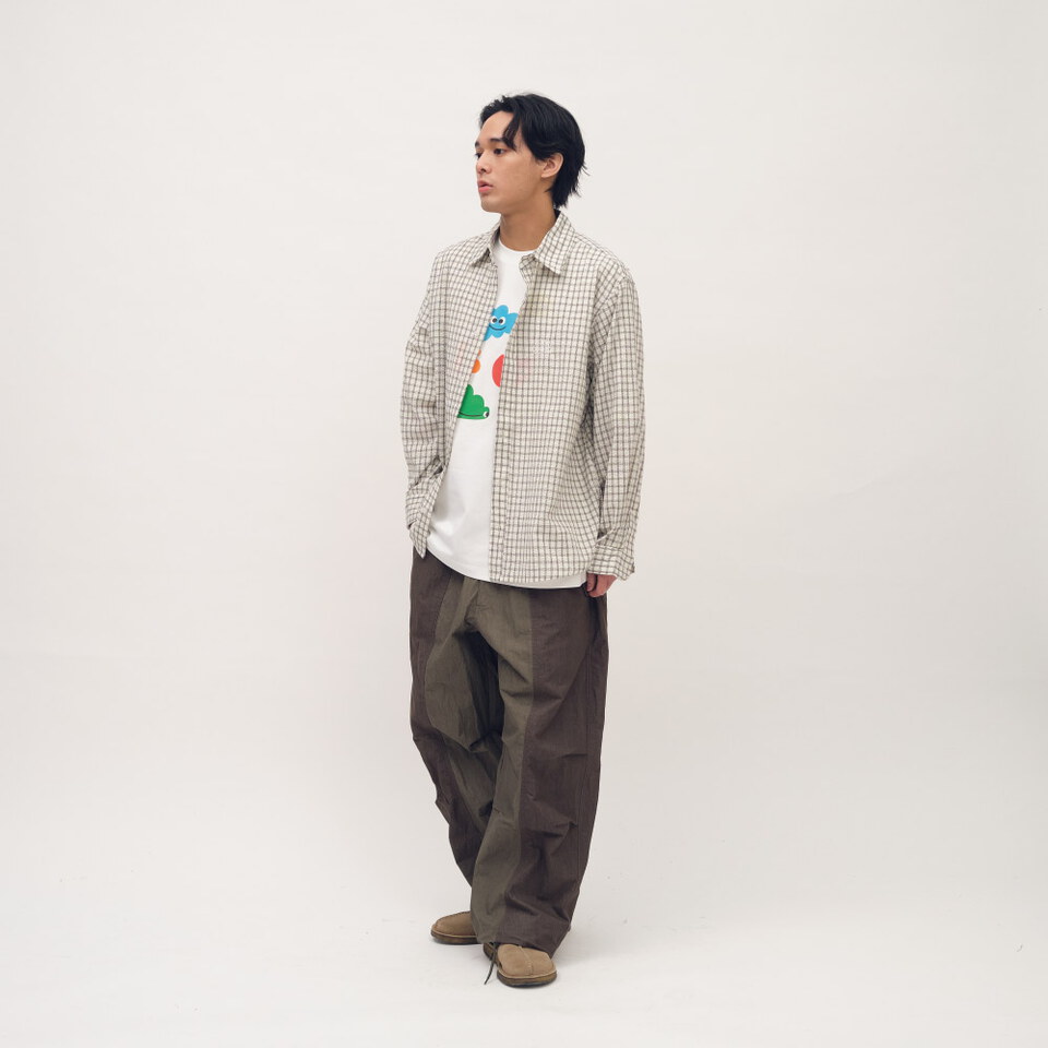 日常格紋長袖襯衫