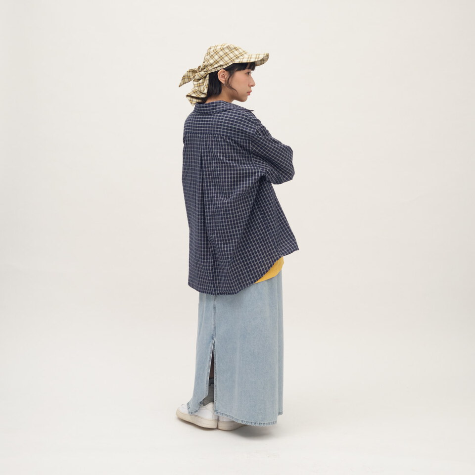 日常格紋長袖襯衫