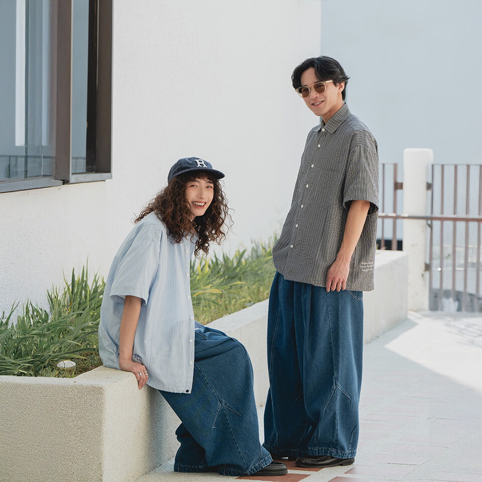 ORDINARY X PLAIN ME 可拆條紋襯衫