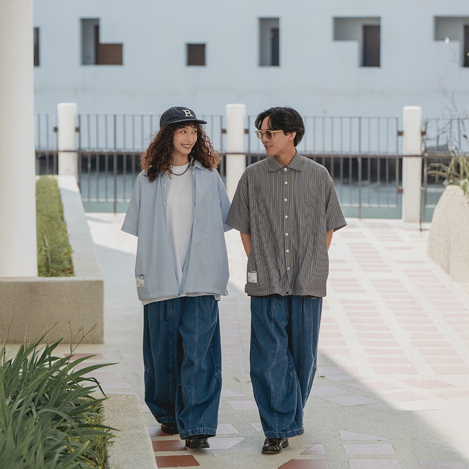 ORDINARY X PLAIN ME 可拆條紋襯衫