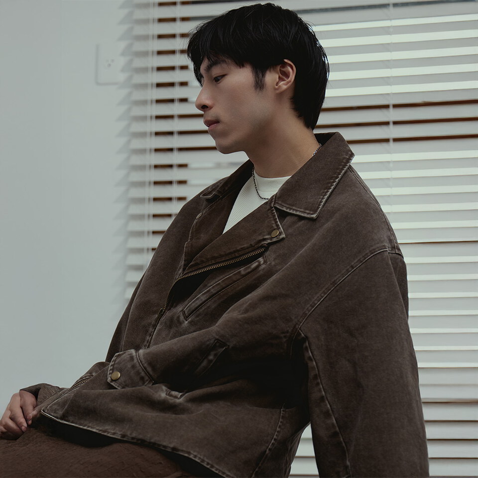 做舊翻領騎士外套 WASHED BIKER JACKET