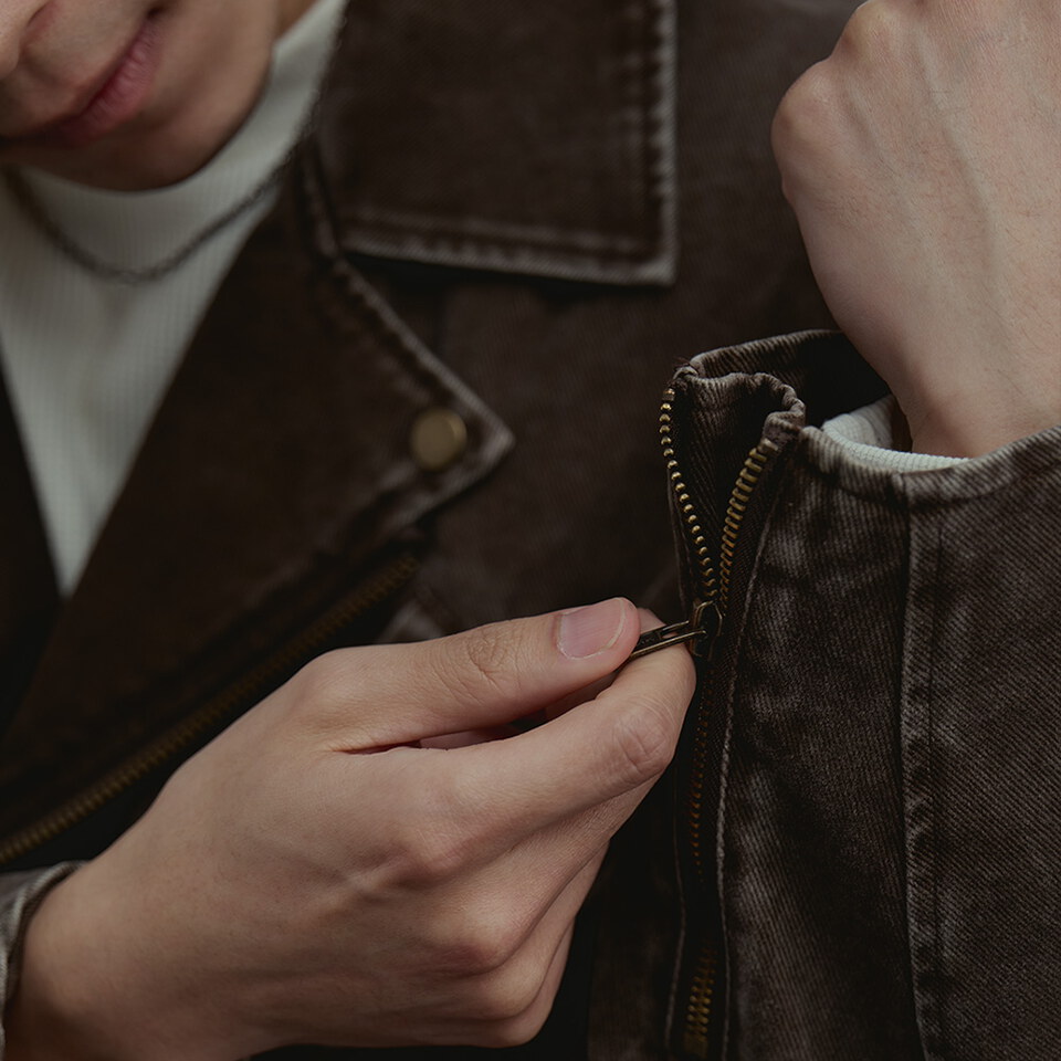 做舊翻領騎士外套 WASHED BIKER JACKET