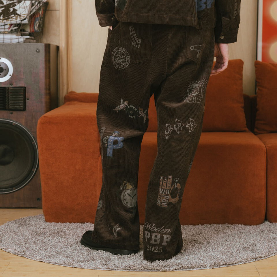 燈芯絨印花直筒褲 Senior cords Corduroy Pants