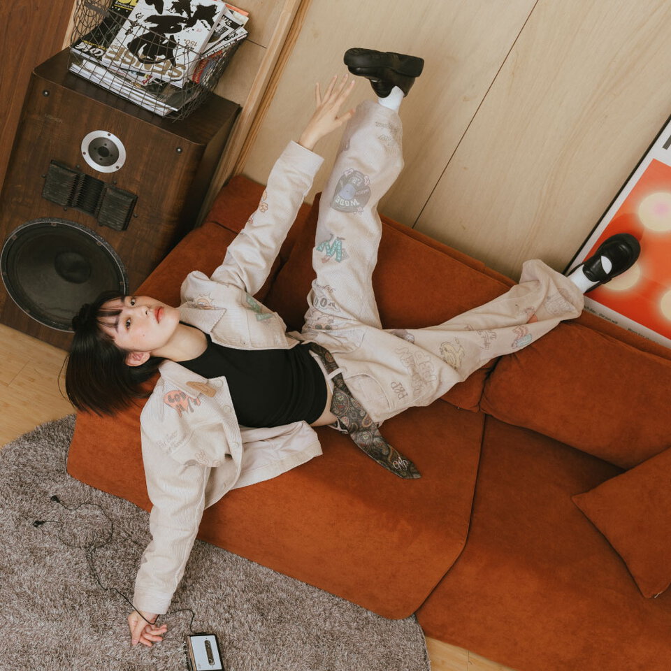 燈芯絨印花直筒褲 Senior cords Corduroy Pants