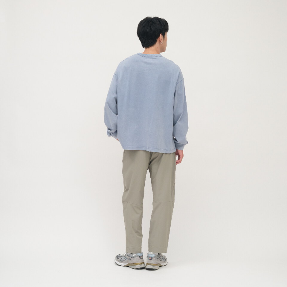 寬版刺繡水洗長袖TEE
