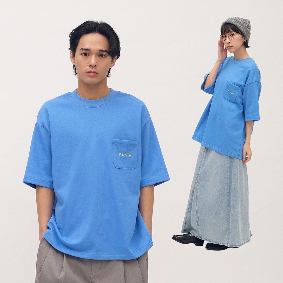 PLN0092-261 PLAIN刺繡口袋TEE