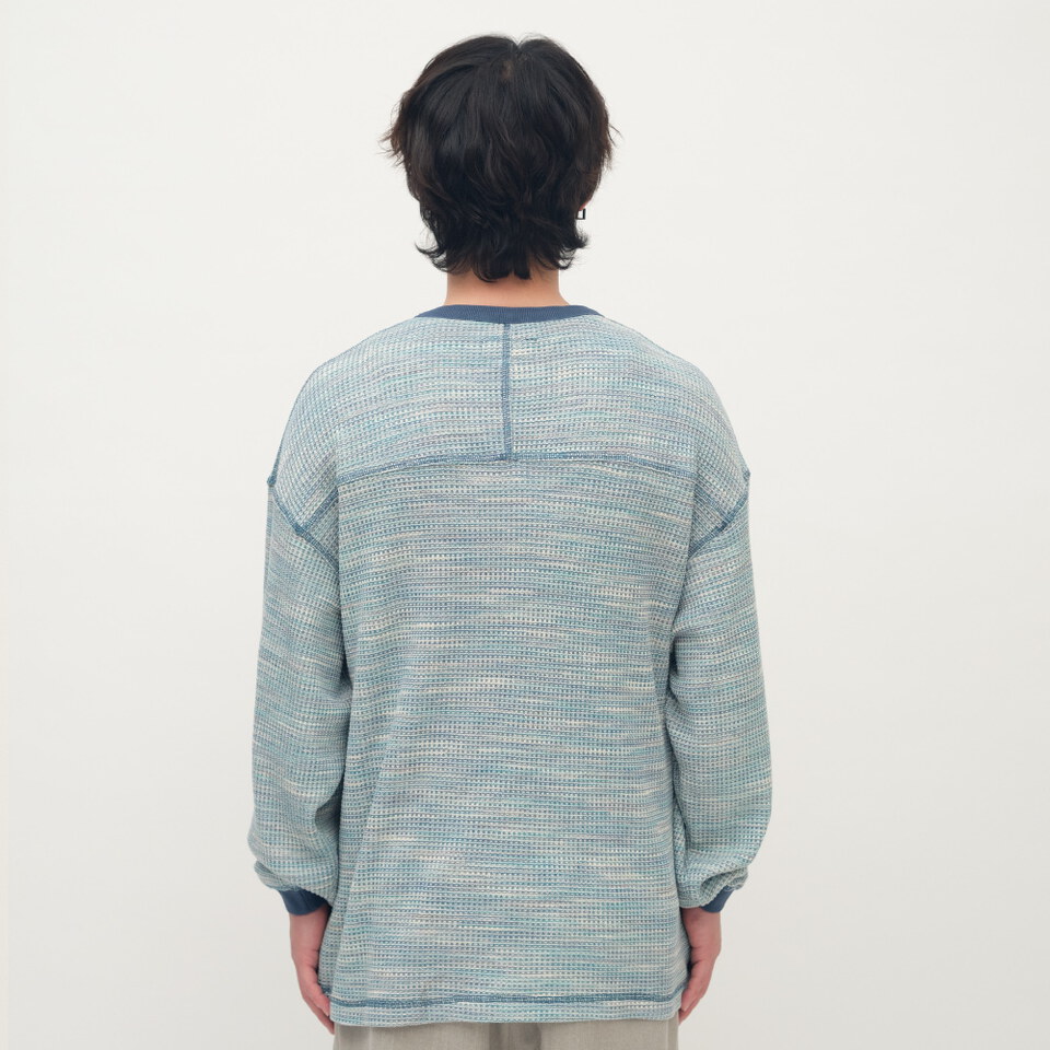 PLAIN刺繡花紗華夫格長TEE