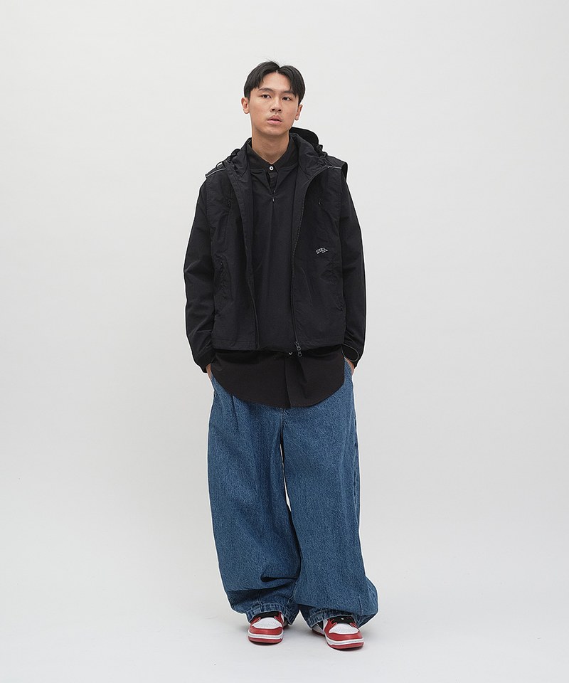 抗撕裂連帽多口袋短版背心