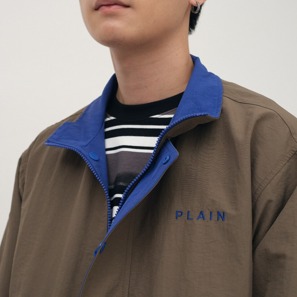 PLAIN立領拚色夾克外套