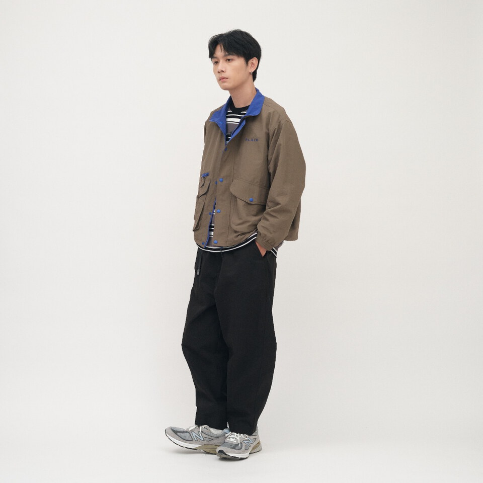 PLAIN立領拚色夾克外套