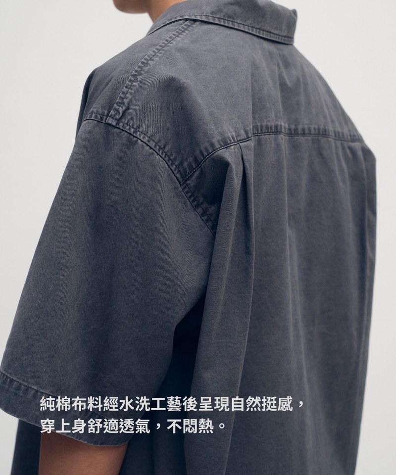 小P社長水洗短袖襯衫