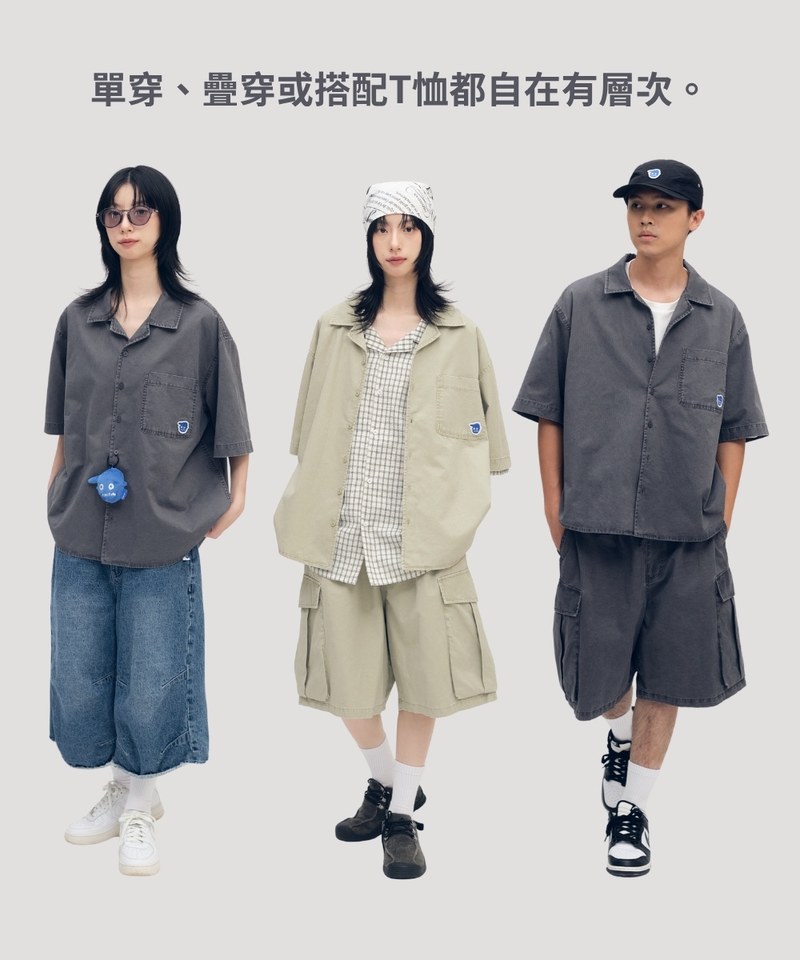 小P社長水洗短袖襯衫