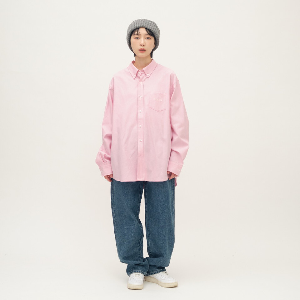 PLAIN刺繡經典素面牛津襯衫