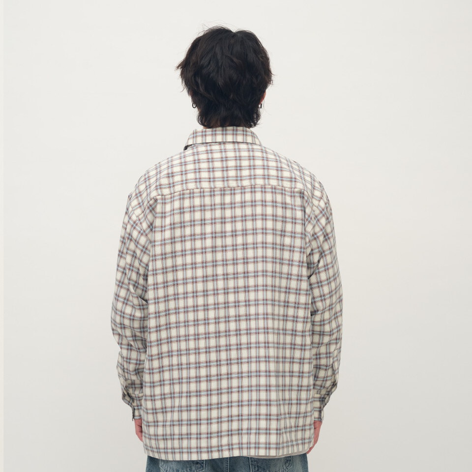 PLAIN刺繡格紋口袋襯衫