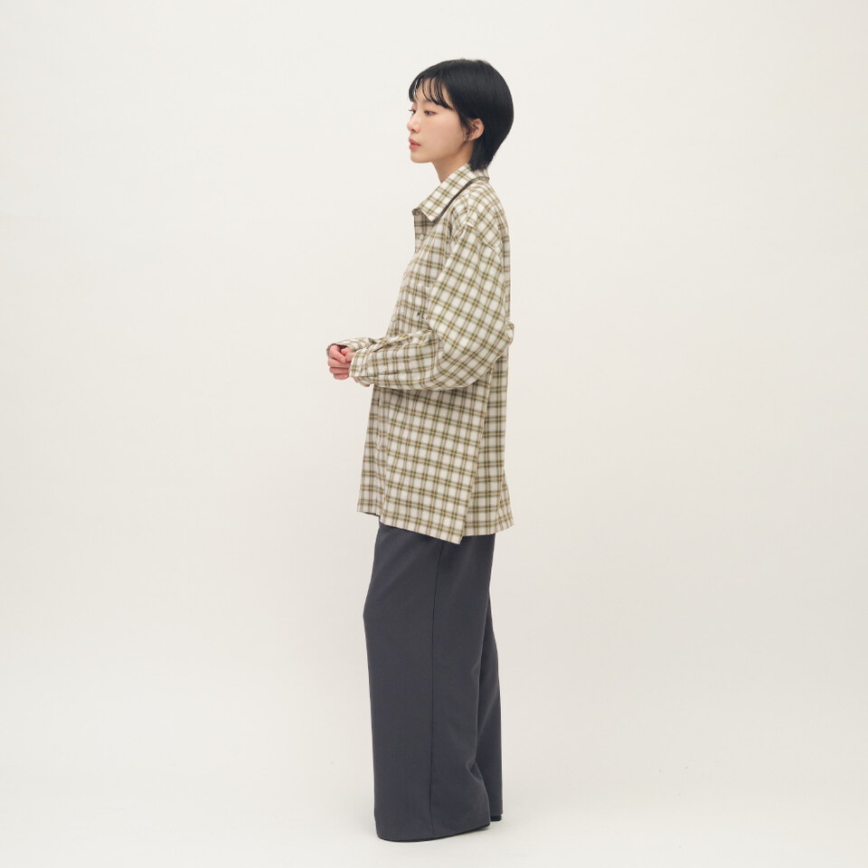 PLAIN刺繡格紋口袋襯衫