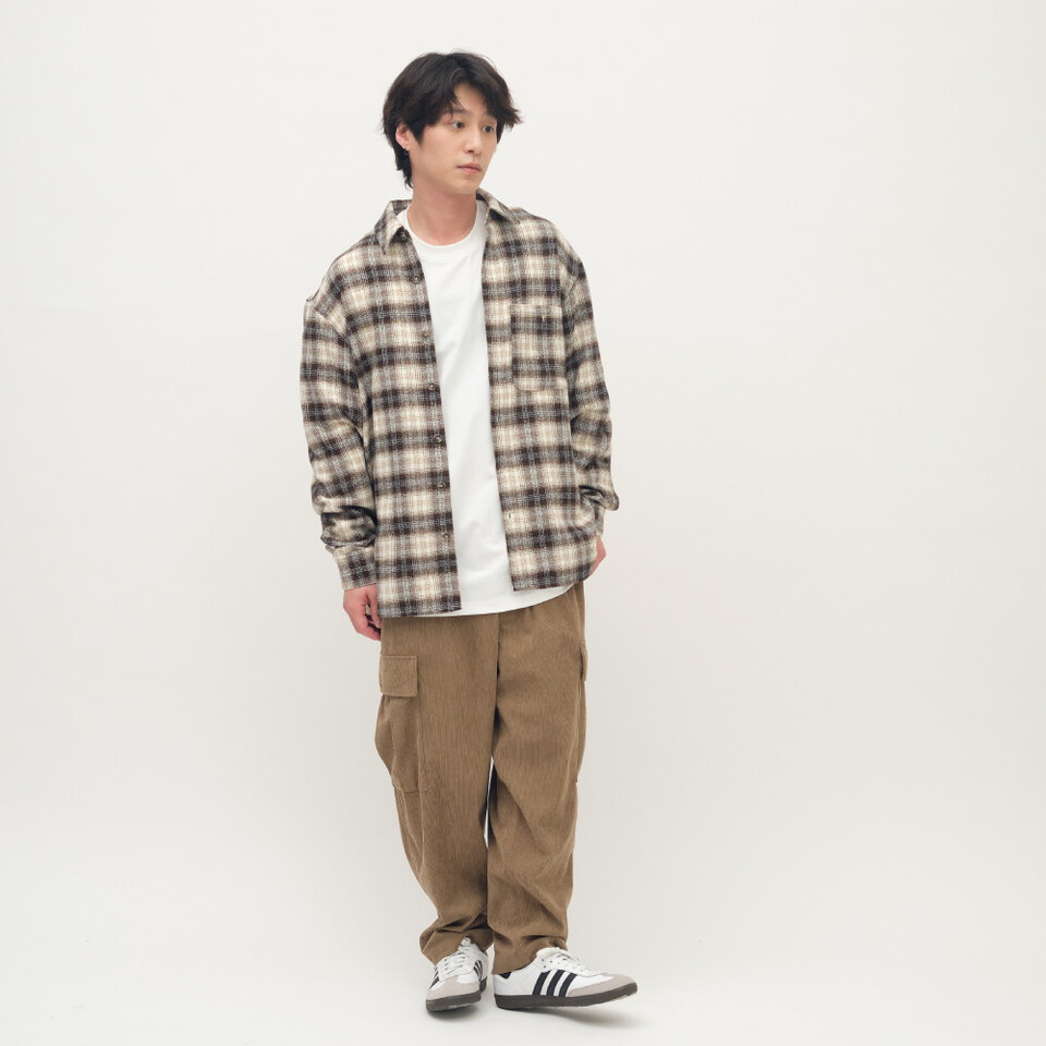Timelly 刷毛格紋襯衫