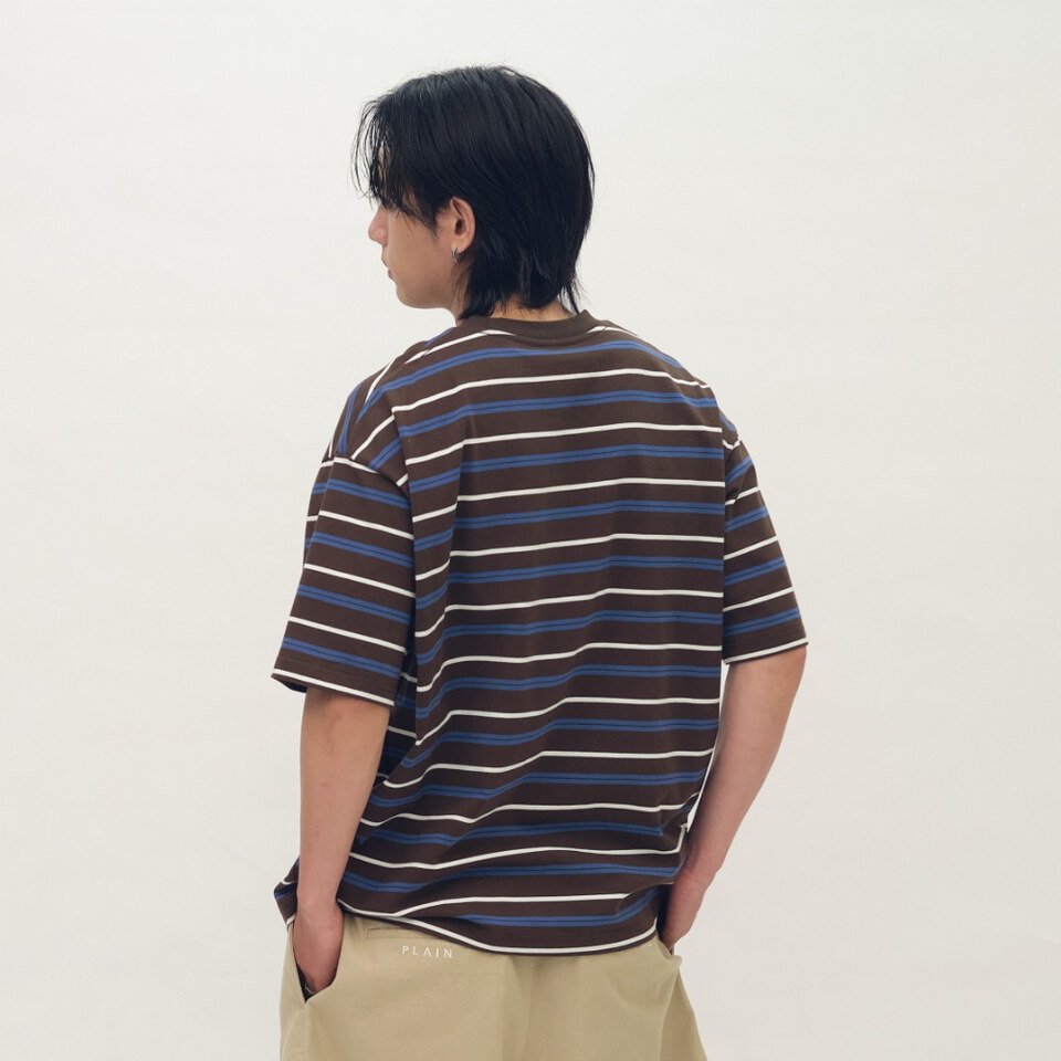 雙色條紋-小P社長-條紋短袖TEE