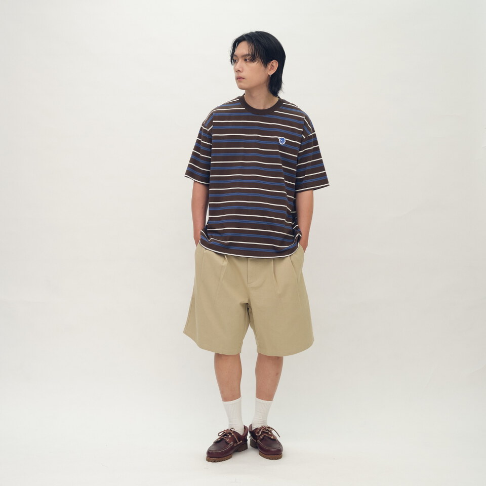 雙色條紋-小P社長-條紋短袖TEE