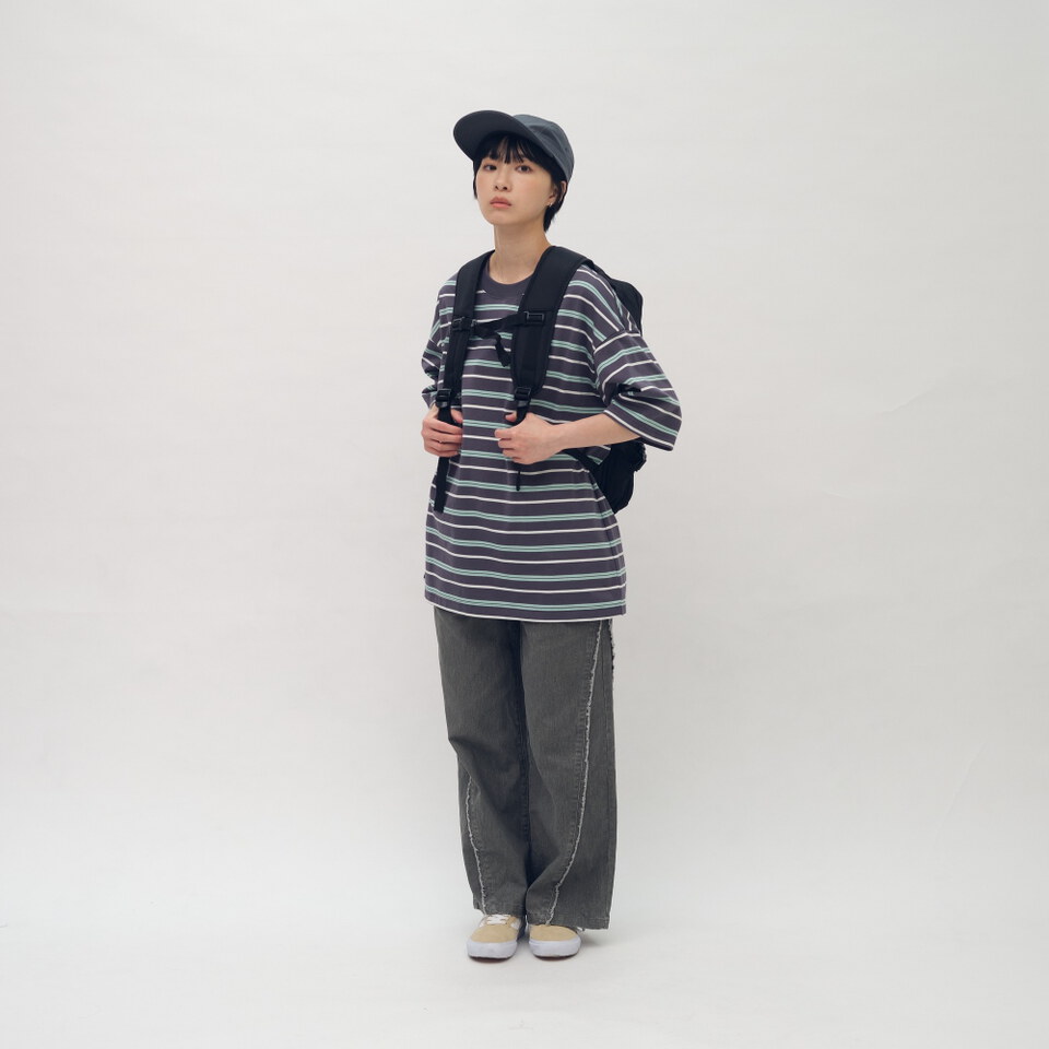 雙色條紋-小P社長-條紋短袖TEE